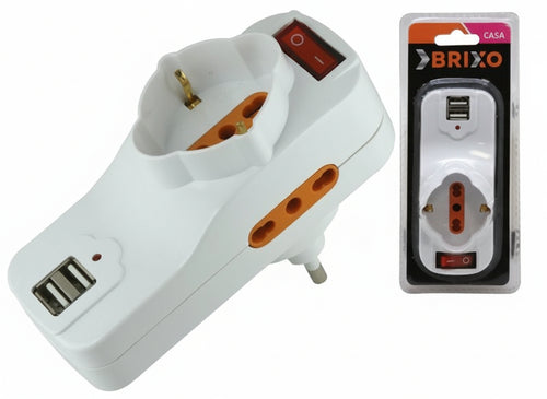 ADATTATORI ADATTATORE ROTANTE BRIXO SPINA USB PRESA SPINA SCHUKO