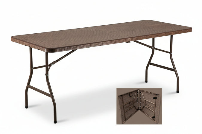 TAVOLO MARRONE COUNTRY RETTANGOLARE RIPIEGHEVOLE CM. 180X75X74H PESO KG. 13