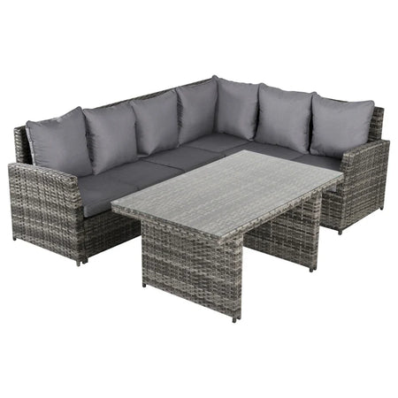 Salotto da Giardino Set 3 Pz con 2 Divani da Esterno e 1 Tavolo da Giardino in Rattan Sintetico Grigio 860-123