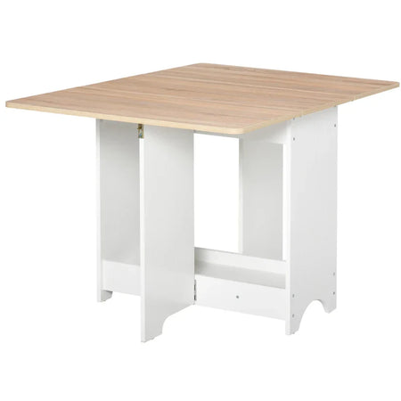 Tavolo Consolle a Ribalta con Vano Mensola, Tavolino da Salotto e Cucina Pieghevole Salvaspazio, Color Legno e Bianco, 118x80x72cm YT6835-339YT6