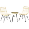 Set Mobili da Giardino 3 Pezzi con Tavolino e Sedie in Rattan PE, Poilestere e Acciaio per Esterni, Crema 863-087CW