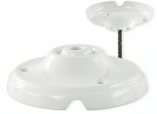 ROSONE IN PORCELLANA  100 - 25923 CAVI ELETTRICI TRECCINA TRECCIATO