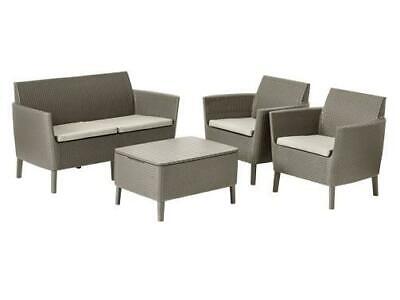 SET SALOTTINO RATTAN SALEMO KETER CAPPUCCINO 1TAVOLO+2POLTRONE+1DIVANO ARREDAMEN