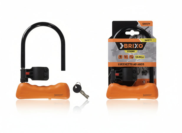 LUCCHETTI BRIXO AD ARCO PER MOTO STRONG MISURA CM.17X32 ANTIFURTI