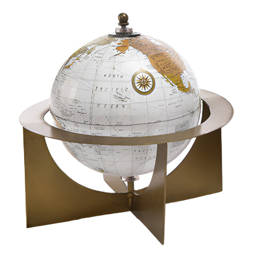 Mappamondo in ottone e legno, decorazione per interno da 18 x 18 x h 20 cm