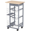 Carrello da Cucina con Cassetti Estraibili e 2 Portabottiglie, in Legno di Pino e Metallo, 47x37x83 cm YY9801-130YY9