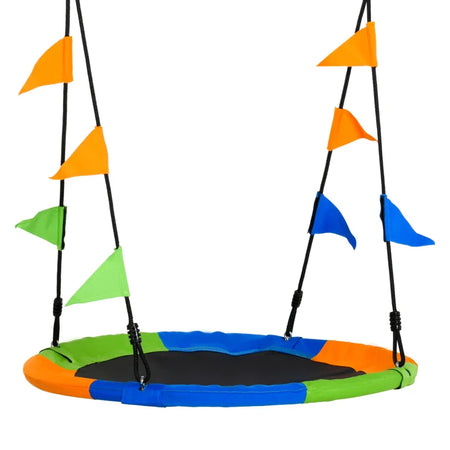 Altalena Rotonda a Nido per Bambini di +3 Anni per Giardino, Esterni, Interni, Cameretta, Multicolor Φ100x120-180Acm DF7344-031DF7
