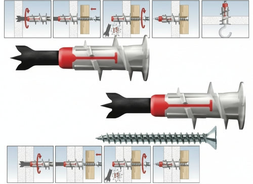 TASSELLI FISCHER AUTOPERFORANTI DUOBLADE SENZA VITE LUNGHEZZA 44 MM PZ.50