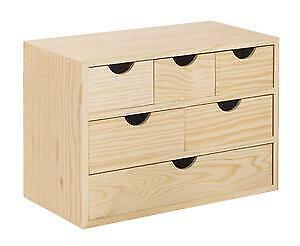 CASSETTIERA 6 CASSETTI MINI IN PINO NATURALE CM.40X20X28H
