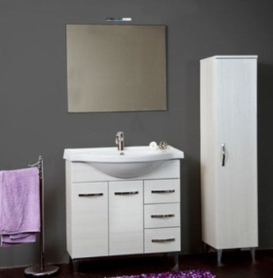 MOBILE BAGNO CLAUDIA 2 ANTE 3 CASSETTI CON SPECCHIO ILLUMINAZIONE LED E LAVABO