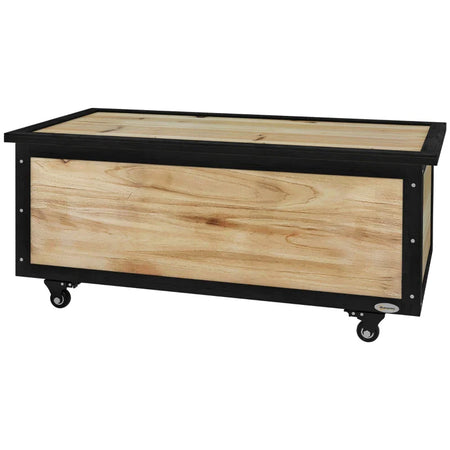 Panca Contenitore da 121L con 4 Rotelle e Maniglie in Legno e Acciaio, 100x50x43cm, Colore Legno 84G-322V00ND