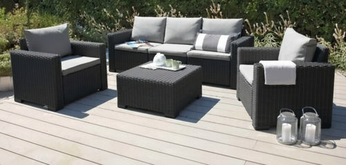 SALOTTO IN RESINA ANTIURTO EFFETTO POLYRATTAN ANTRACITE CALIFORNIA ALLIBERT