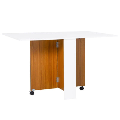 Tavolo da Pranzo Allungabile, Design Moderno, Tavolo Pieghevole Salvaspazio con Ruote 120 × 80 × 73cm KF3833-412KF3