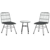 Set Mobili da Giardino 3 Pezzi con Tavolino e Sedie in Rattan PE, Poilestere e Acciaio per Esterni, Grigio 863-087GY