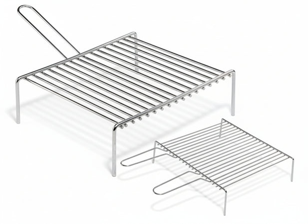 GRATICOLE GRIGLIE IN ACCIAIO CROMATO PER CAMINO BARBECUE CM.35X50 MANICO DOPPIO