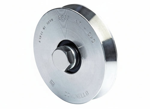 RUOTE RUOTA COMUNELLO PER CANCELLI CON BULLONE ART. 300V MM.120- Portata kg.500