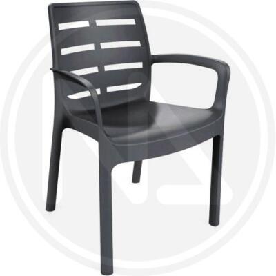 POLTRONE POLTRONA SEDIA CON BRACCIOLI IN RESINA ANTRACITE CM.61x56xH82 PZ.2
