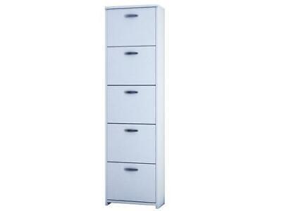 SCARPIERE DOPPIA PROFONDITA' 5 ANTE BIANCA NOBILITATO MELAMINICO CM.50x25xH182