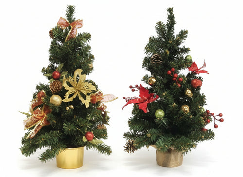 ALBERINI DI NATALE DECORATI ORO/ROSSO CM.30X30XH50