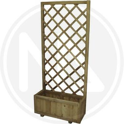 PANNELLO GRIGLIATO IN LEGNO IMPREGNATO CON FIORIERA CM75x30x180H ARREDO GIARDINO