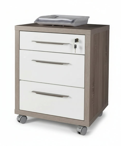 KIT CASSETTIERA 3 CASSETTI ROVERETARTUFO/BIANCO CM. 45X48,5X63H