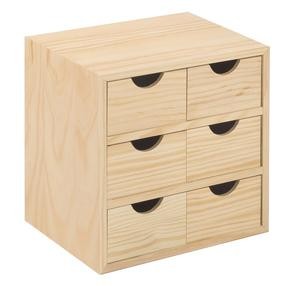 CASSETTIERA 6 CASSETTI 28x20x28 IN LEGNO DI PINO NATURALE LINEA NATURALE