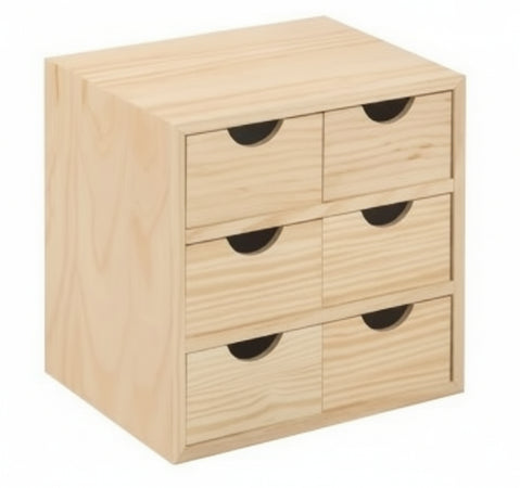 CASSETTIERA 6 CASSETTI 28x20x28 IN LEGNO DI PINO NATURALE LINEA NATURALE