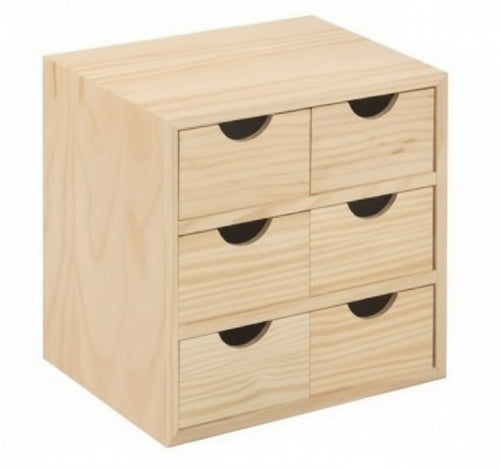 CASSETTIERA 6 CASSETTI 28x20x28 IN LEGNO DI PINO NATURALE LINEA NATURALE