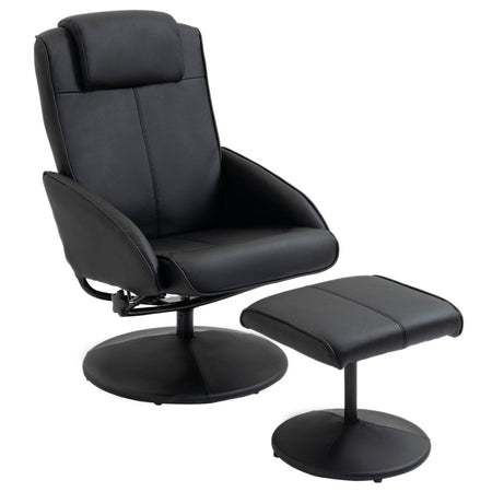 sedia ufficio studio negozio soggiorno Poltrona Relax Reclinabile con Pouf Poggiapiedi e Rivestimento in eco pelle, Nero F833-360BKA