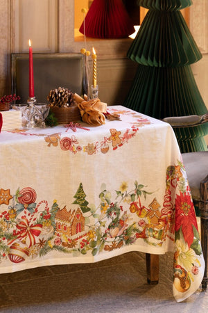 Tessitura Toscana Telerie Tovaglia Natalizia Marzapepe