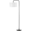 Lampada da Terra Moderna in Acciaio con Paralume in Tessuto Effetto Lino, 64x38x163.5 cm, Bianca e Nera TG5B31-329TG5