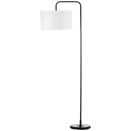 Lampada da Terra Moderna in Acciaio con Paralume in Tessuto Effetto Lino, 64x38x163.5 cm, Bianca e Nera TG5B31-329TG5