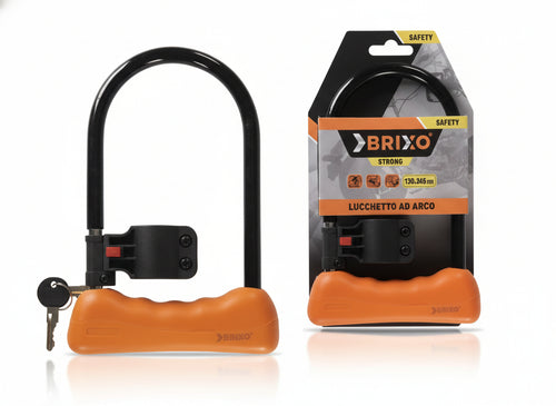 LUCCHETTI BRIXO AD ARCO PER MOTO STRONG MISURA CM.17X24,5 ANTIFURTI