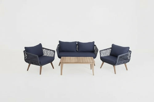 SALOTTO IN CORDA E ALLUMINIO DAIGO ARREDO ESTERNO DIVANO POLTRONE TAVOLINO