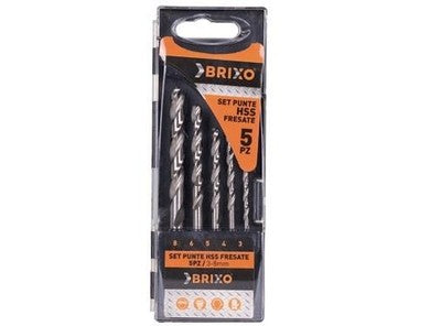 SET PUNTE PER FORARE BRIXO HSS FRESATE 5 PZ MISURE 3-4-5-6-8 MM