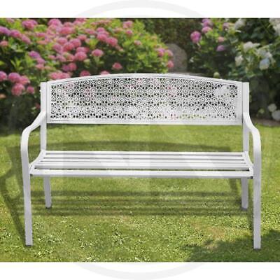 PANCHINA IN ACCIAIO DOTHAN BIANCA 123x55x62H CM ARREDO GIARDINO ESTERNO