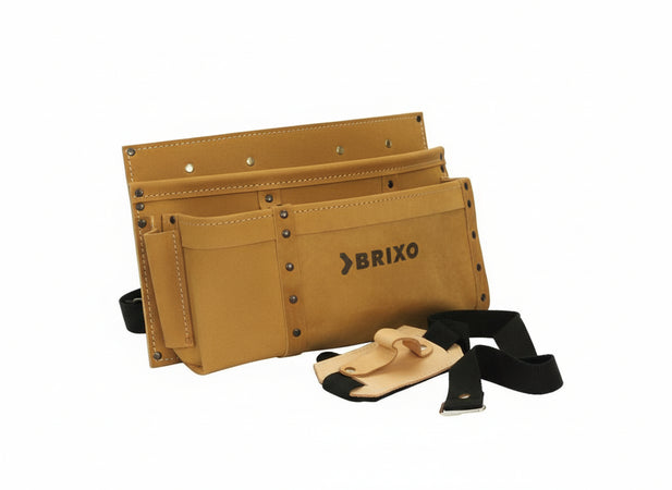 BORSA CARPENTIERE RINFORZATA IN CUOIO CON DISTANZIATORI IN LEGNO