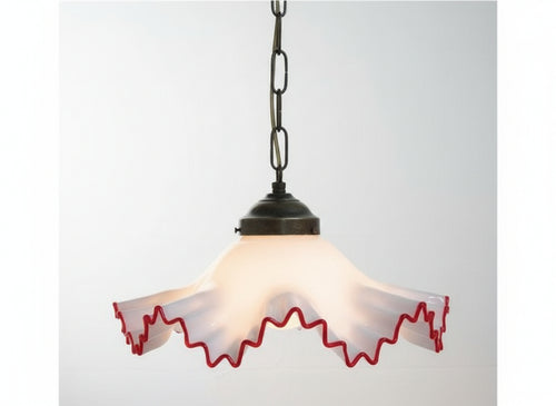 LAMPADARIO A CATENA MURANO 1 LUCE IN FERRO BATTUTO CRUCCOLINI LAMPADE LAMPIONE