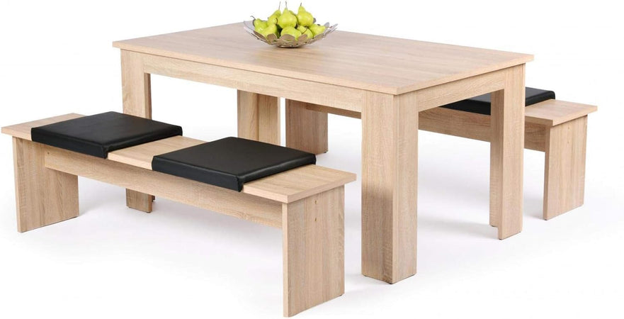 set tavolo + 2 panche da pranzo cucina giardino interno e esterno in legno moderno soggiorno 6 posti 7YK2253,2S33