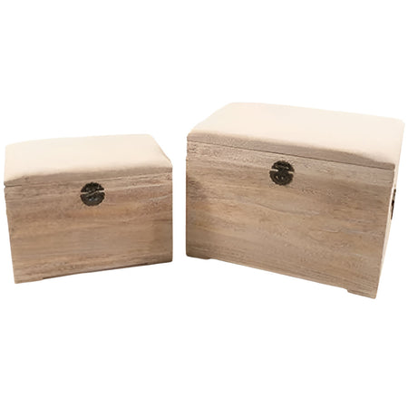 Bauli in legno con seduta comoda, in legno, ideale per conservare indumenti, set da 2 pezzi