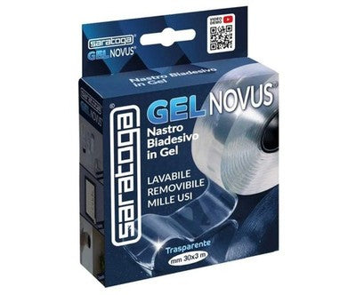 Nastro GEL NOVUS Saratoga Biadesivo in Gel Trasparente-Lavabile -Riutilizzabile