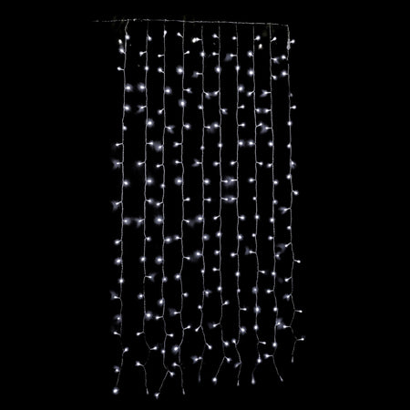 Cascata luminosa a led prolungabile con giochi di luce e filo trasparente