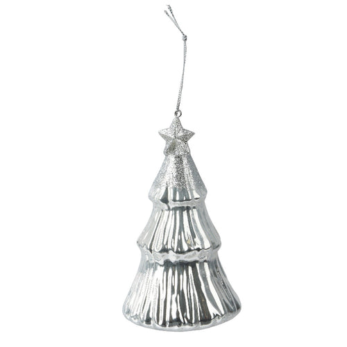 Pendaglio a forma di albero bianco con glitter per albero decorazione natalizia da 13 cm