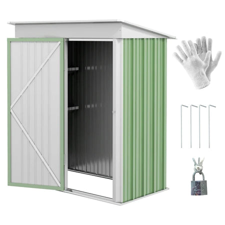 Casetta da Giardino Porta Attrezzi in Acciaio con Porta Bloccabile, 161x95x163/181cm, Verde GB6845-840V00YGGB6
