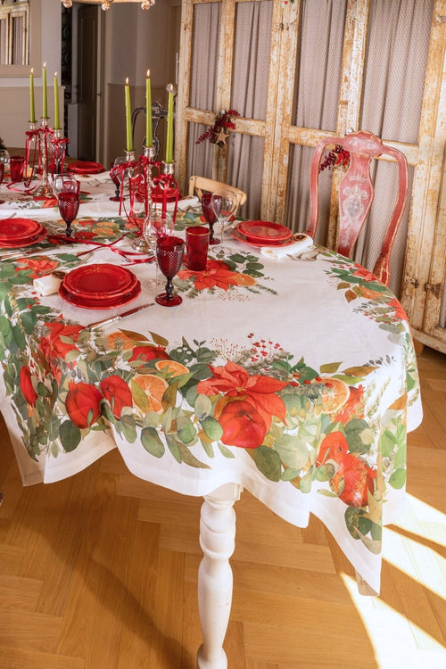 Tessitura Toscana Telerie Tovaglia Natalizia Garland Glee