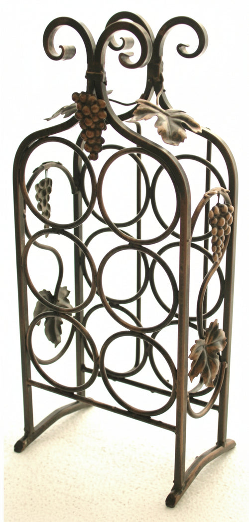 CANTINETTA PORTABOTTIGLIE IN FERRO BATTUTO 6 POSTI ALTEZZA CM. 51