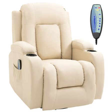 Poltrona Massaggiante a 8 Punti Reclinabile con Portabicchieri e Telecomando, 85x94x104 cm, Beige SD6700-050V92CWSD6