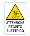 CARTELLO RECINTI ELETTRICI CM. 20x30 5 PEZZI ATTENZIONE RECINTO ELETTRICO
