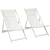 Set 2 Sedie Poltrona Sdraio da Esterni Pieghevoli e Reclinabili in Alluminio, 96.5x58x91.5 cm, Beige 84B-342V01WT
