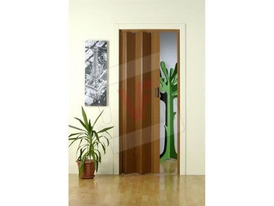 PORTE PORTA A SOFFIETTO IN PVC CON MANIGLIA CM. 83X214H COLORE NOCE